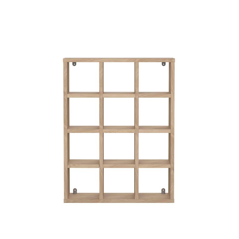 Porch & Den Hyper 12 Cubby Wall Unit, Jackson Hickory