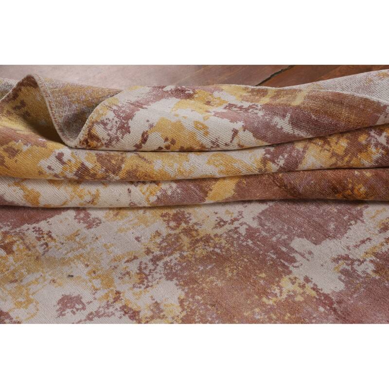 All-Over Contemporary Abstract Area Rug Hand-Knotted Wool Carpet - 9'0" X 12'0"