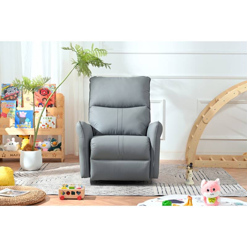 GDFStudio - 360° Swivel Rocker Recliner Chair with Manual Pull-Ring Recline