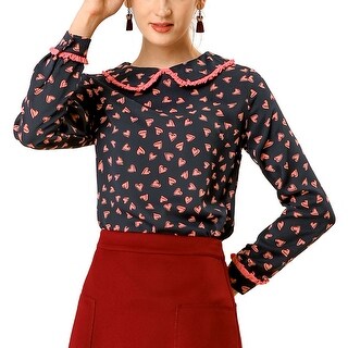 Shop Women S Cute Ruffle Peter Pan Collar Long Sleeve Casual Work