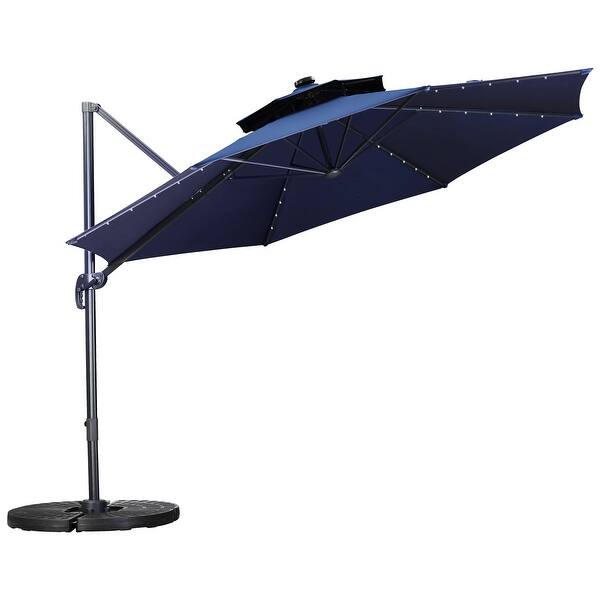 Shop Black Friday Deals On Ainfox 11ft 2 Tier Offset Hanging Patio Solar Powered Umbrella Base Not Included Overstock 31705137