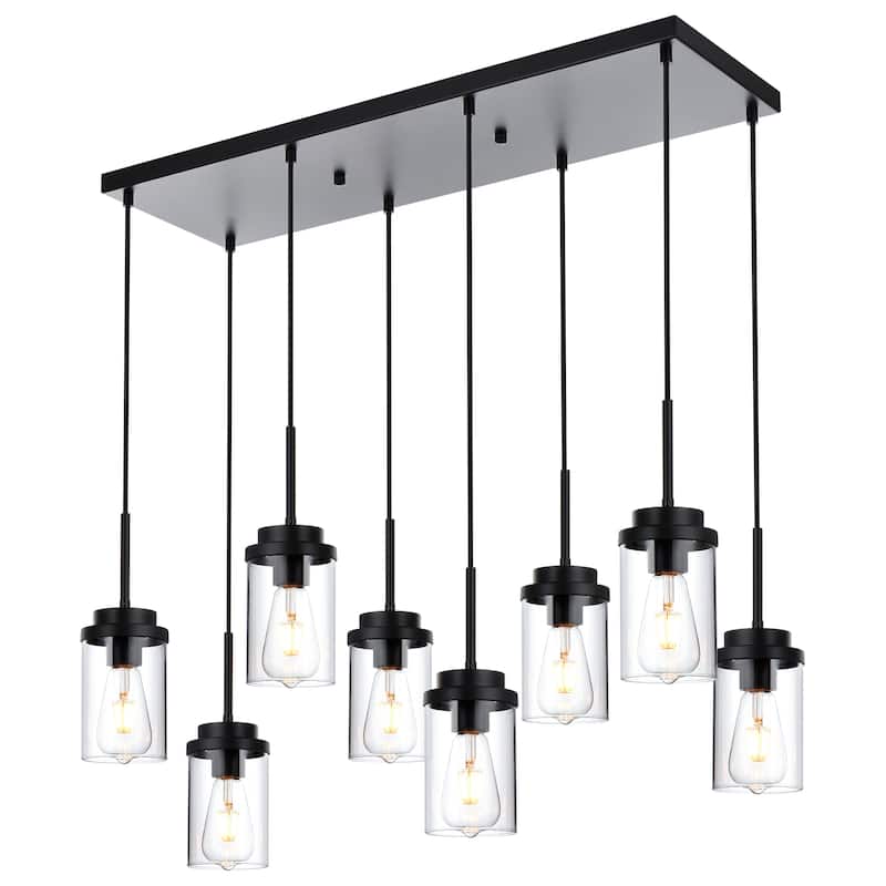 Island Light for Kitchen Dining Room Light Fixture Over Table - 8-Light - Black