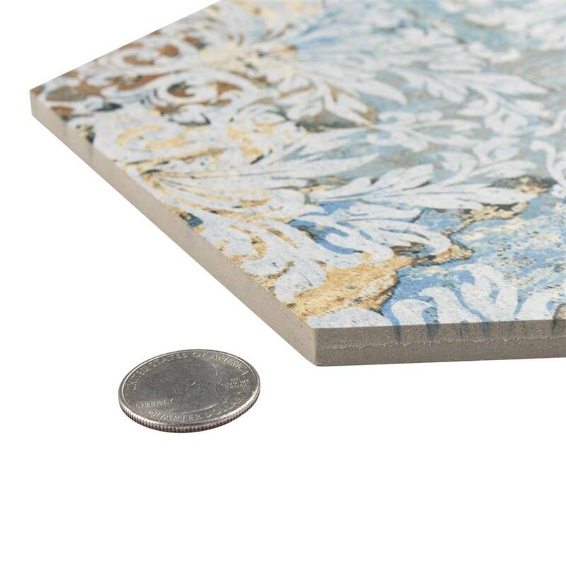 Merola Tile Carpet Hex Tapestry Natural 9-7/8" x 11-1/4" Porcelain Floor and Wall Tile