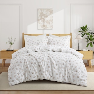 Floral Printed Comforter Set with Pillowcases, Bedding Set for All Season