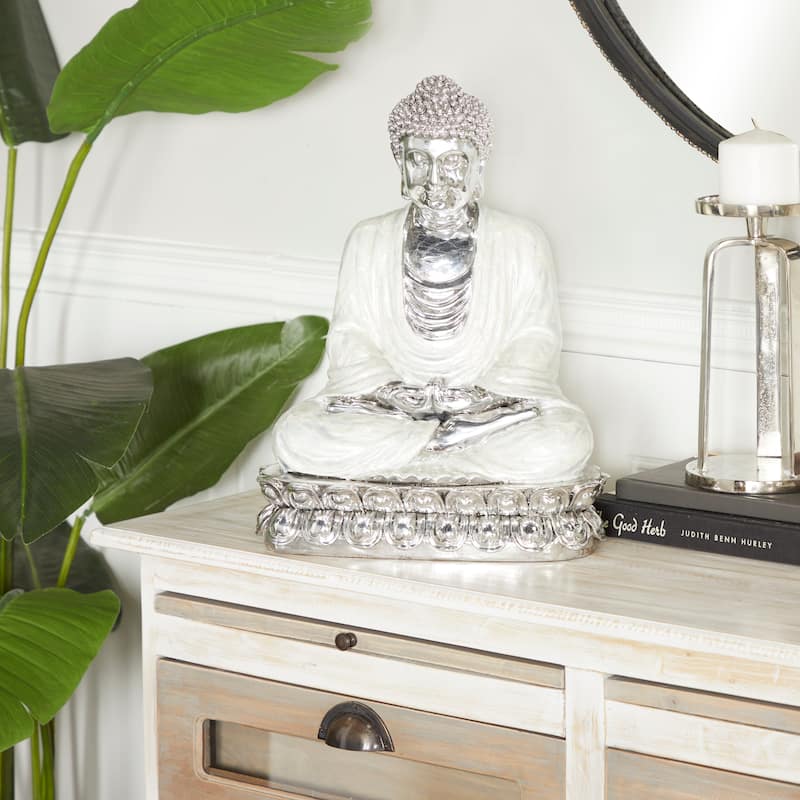 Silver Polystone Eclectic Sculpture 16 x 12 x 9 - 12 x 9 x 16