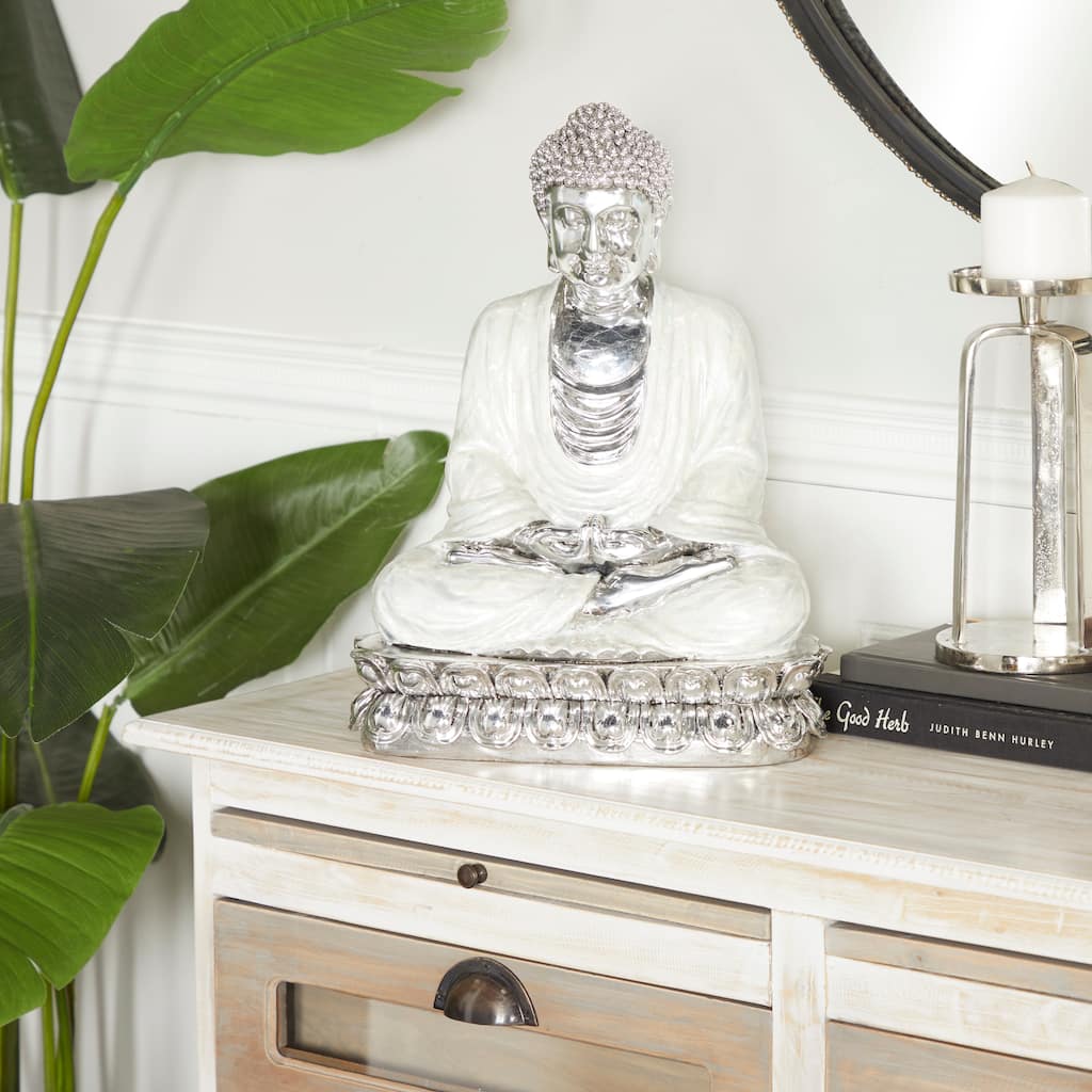 Silver Polystone Eclectic Sculpture 16 x 12 x 9 - 12 x 9 x 16