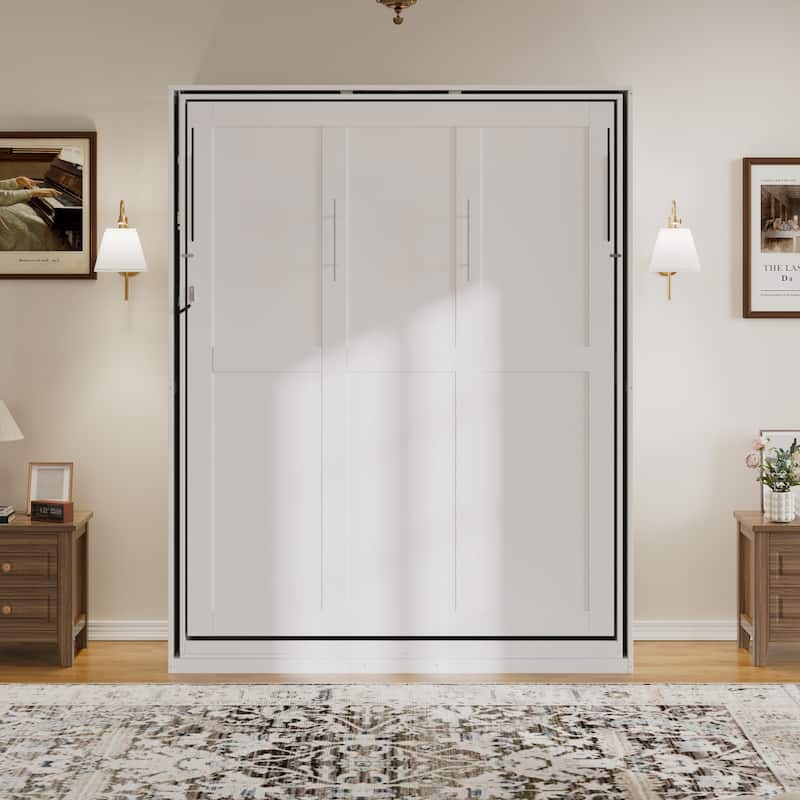 Queen Murphy Bed 360° Rotating Hidden Storage Racks Cabinet Wall Bed