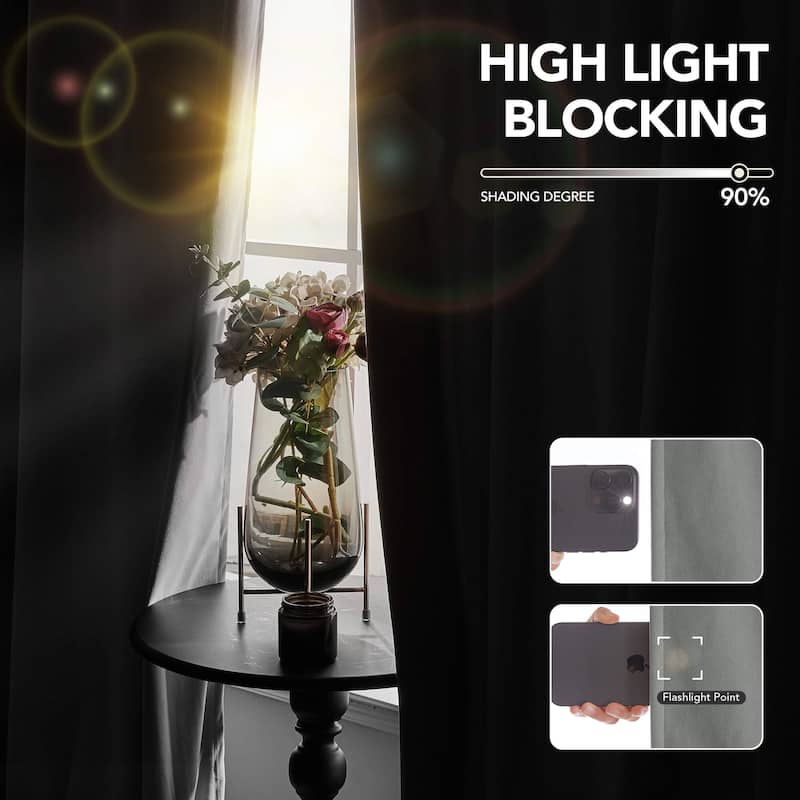 Deconovo Velvet Room Darkening Curtain Panel, Thermal Insulated