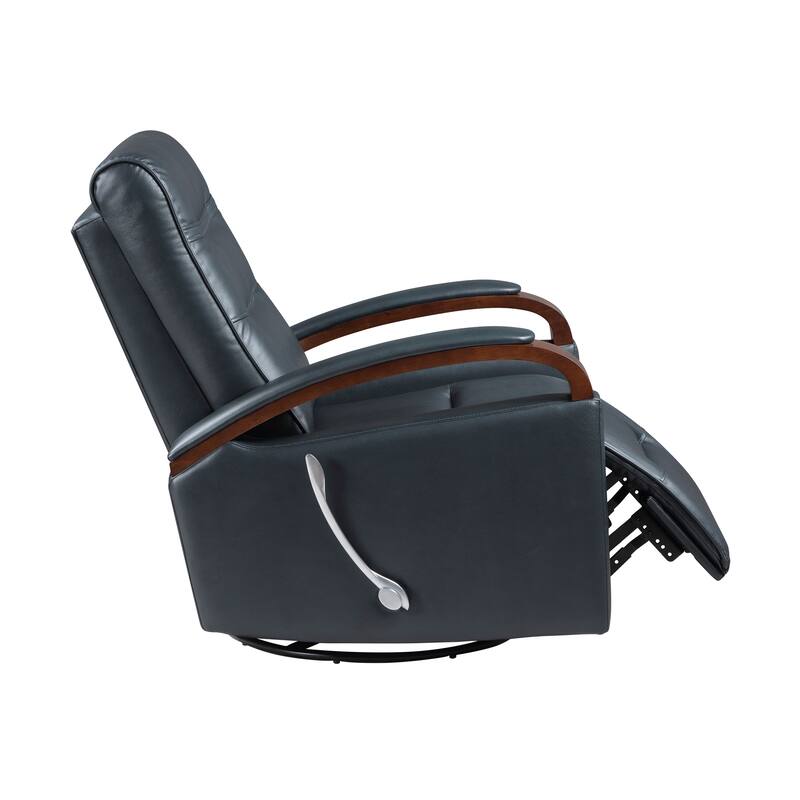 Meredith 31.5" Faux Leather Swivel Glider Recliner - Rubberwood Arm