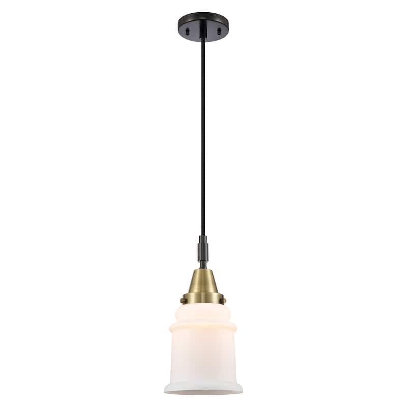 Innovations Lighting Downtown Urban - Caden Canton - 1 Light 6" Cord Hung Mini Pendant - Black Antique Brass/Matte White Shade
