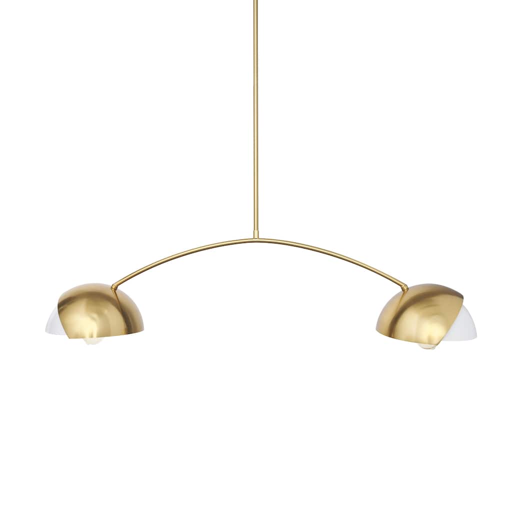 Cybill Brushed Brass w/ White Metal Shades 2-Light Chandelier - 41.7L x 9.5W x 59.1H