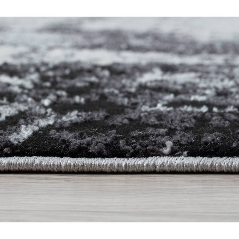 Bergamo Collection Black/Gray Abstract Geometric Area Rug