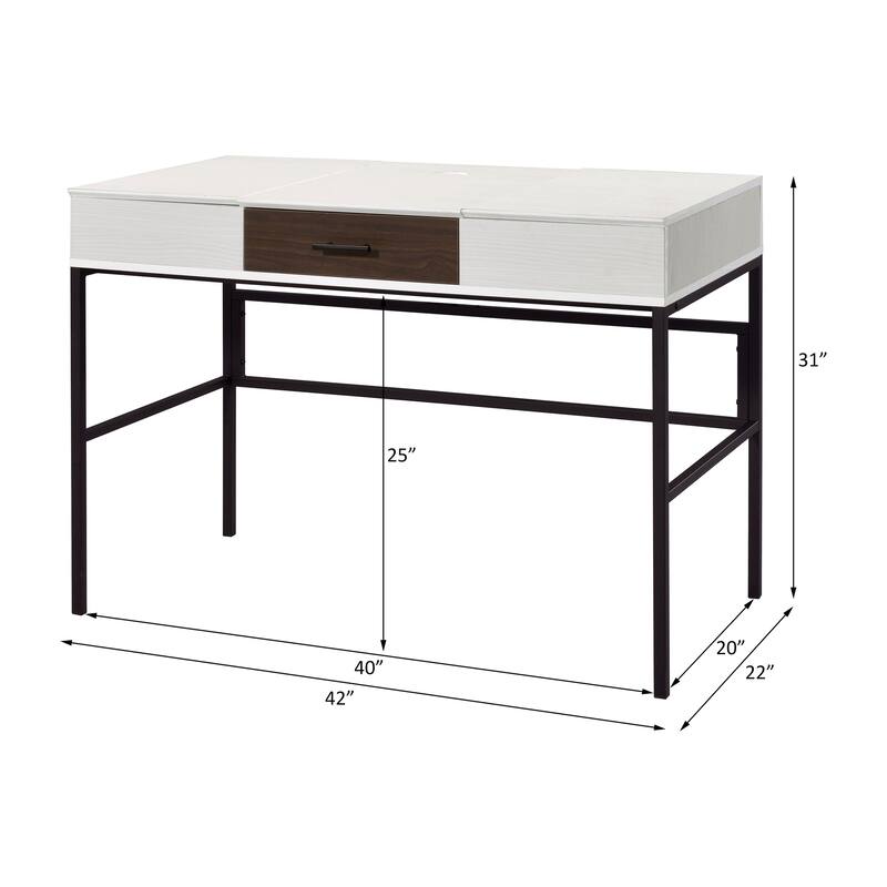 GDFStudio - Natalie Industrial Writing Desk with USB Port, Storage Drawer, and Smooth Glide Design