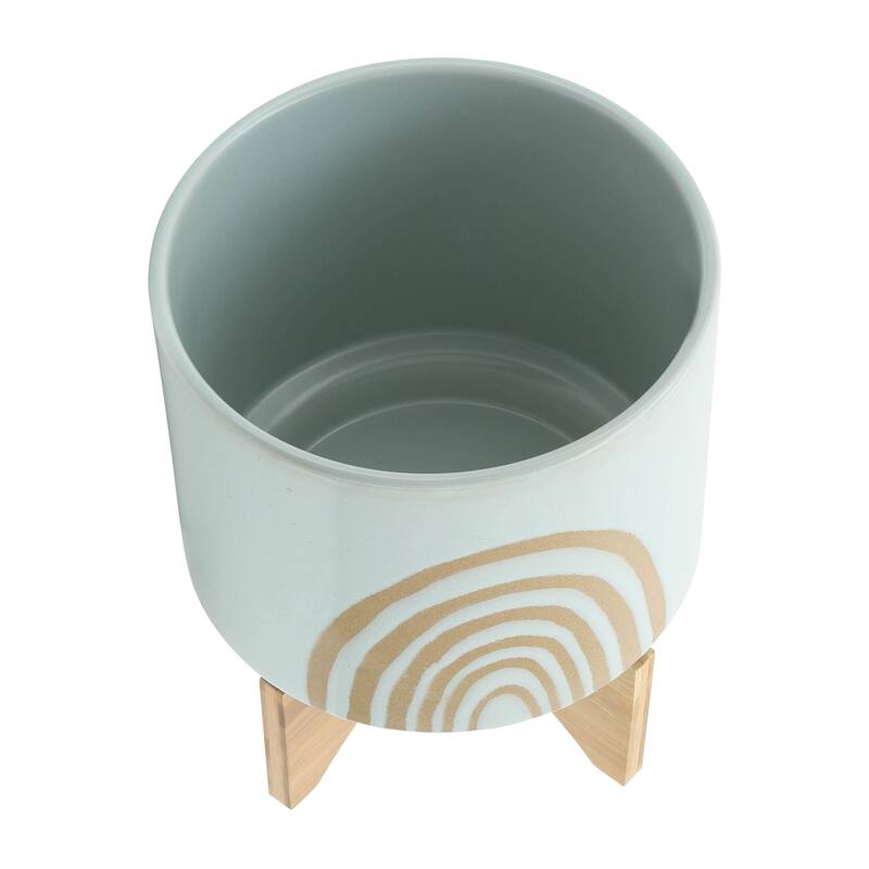 Sagebrook Home Ceramic Rainbow Arch Planter Pot with Stand