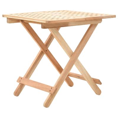 vidaXL Foldable Side Table Solid Walnut Wood 19.7"x19.7"x19.2"
