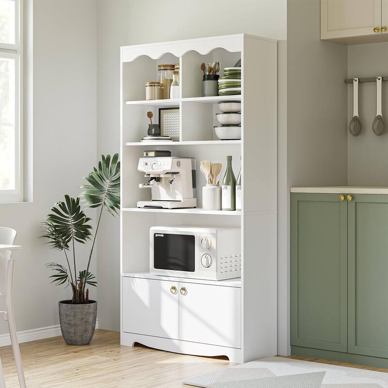 63 Inches Tall Storage Cabinet,5-Tier Bookcase - White
