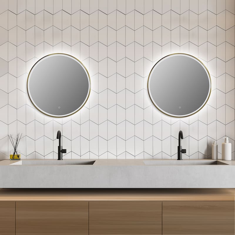 Altair Palme Round Framed Bathroom LED Lighted Wall Mirror
