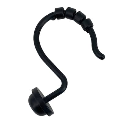 12 Piece Set - Matte Black Heavy Duty Shower Curtain Hooks Rings Rustproof Metal - Matte Black