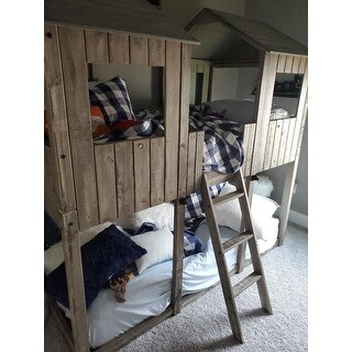 Rustic White Pine Twin Over Twin Tower Bunk Bed Overstock 28167470