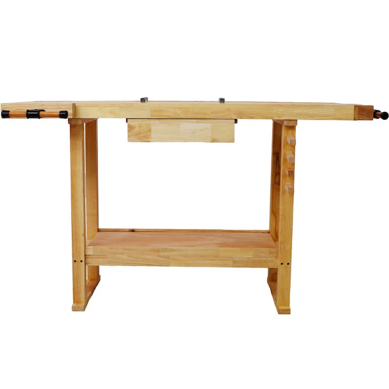 55-Inch Wood Workbench, Wooden Workbench for Garage Workshop and Home