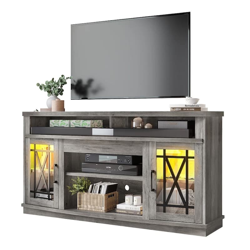 TV Stand with Led Lights for 70/65/60 Inch TV Grey - 58 inches
