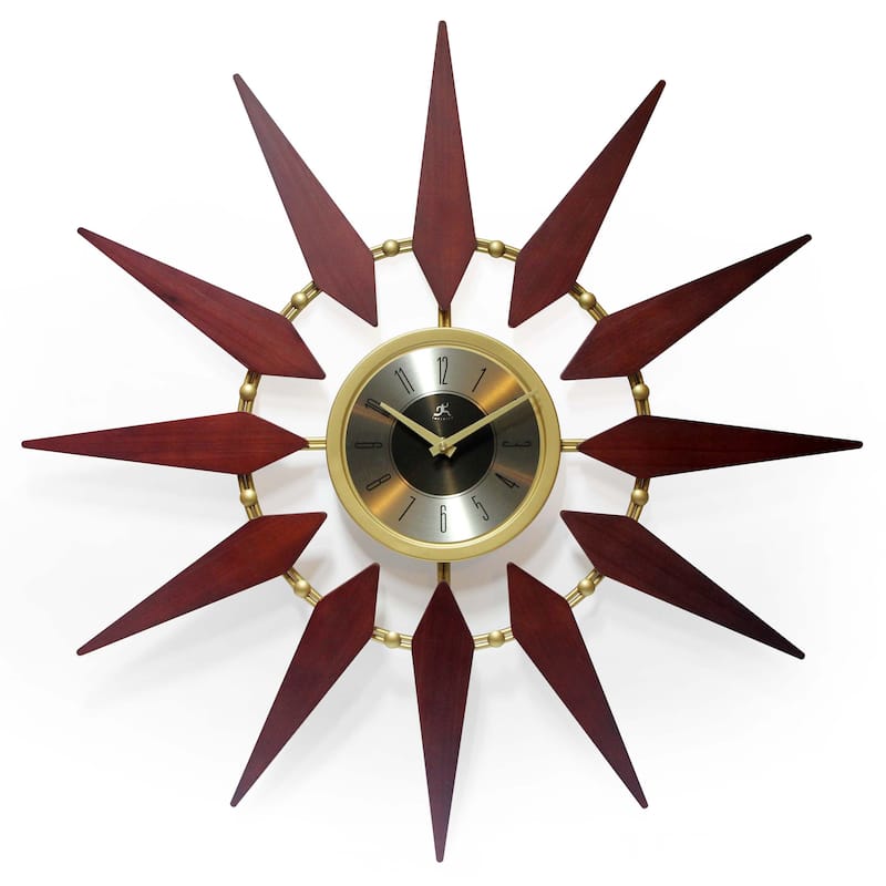 Orion Mid-Century Modern Large Sunburst Wall Clock 30 inch by Infinity Instruments - 30 x 1.5 x 30