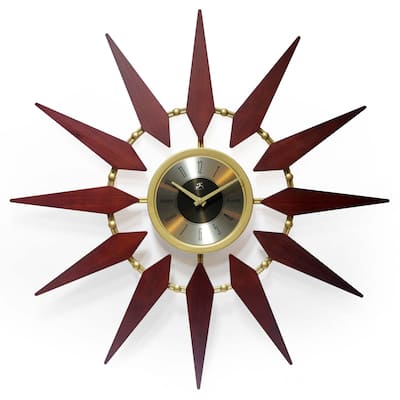 Orion Mid-Century Modern Large Sunburst Wall Clock 30 inch by Infinity Instruments - 30 x 1.5 x 30