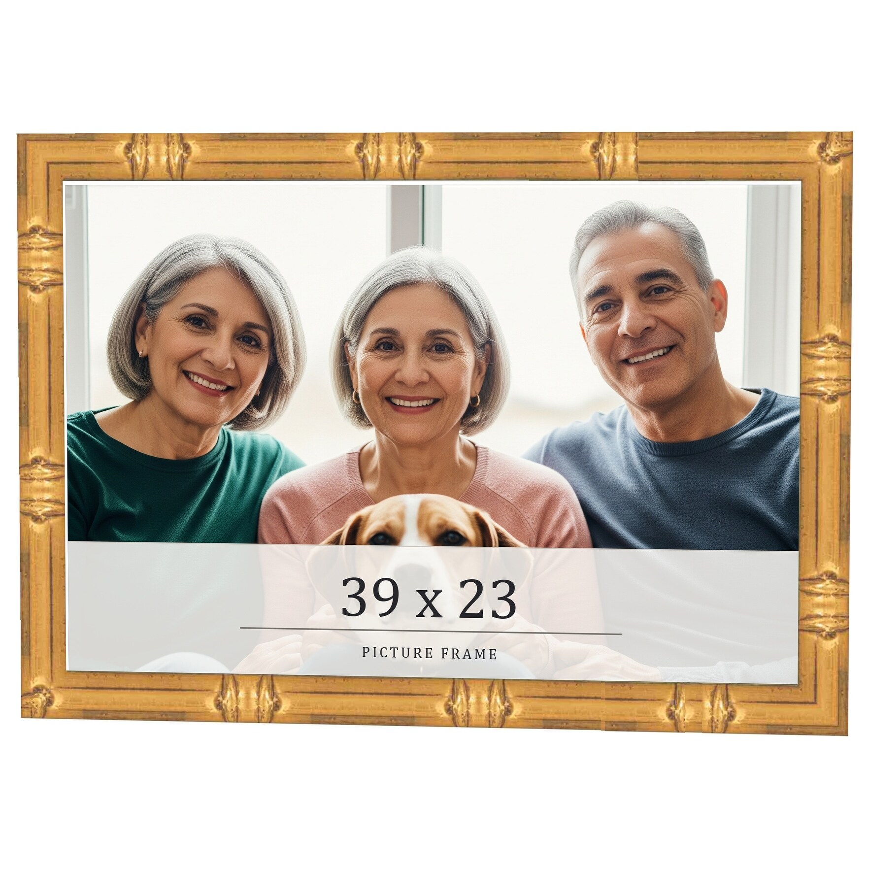 39x23 Frame Gold Bamboo Solid Wood Picture Frame | 1 Inch Moulding