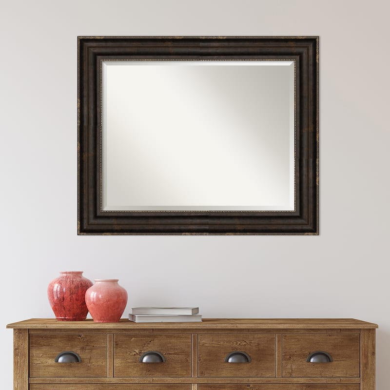 Beveled Bathroom Wall Mirror - Stately Bronze Frame - Stately Bronze