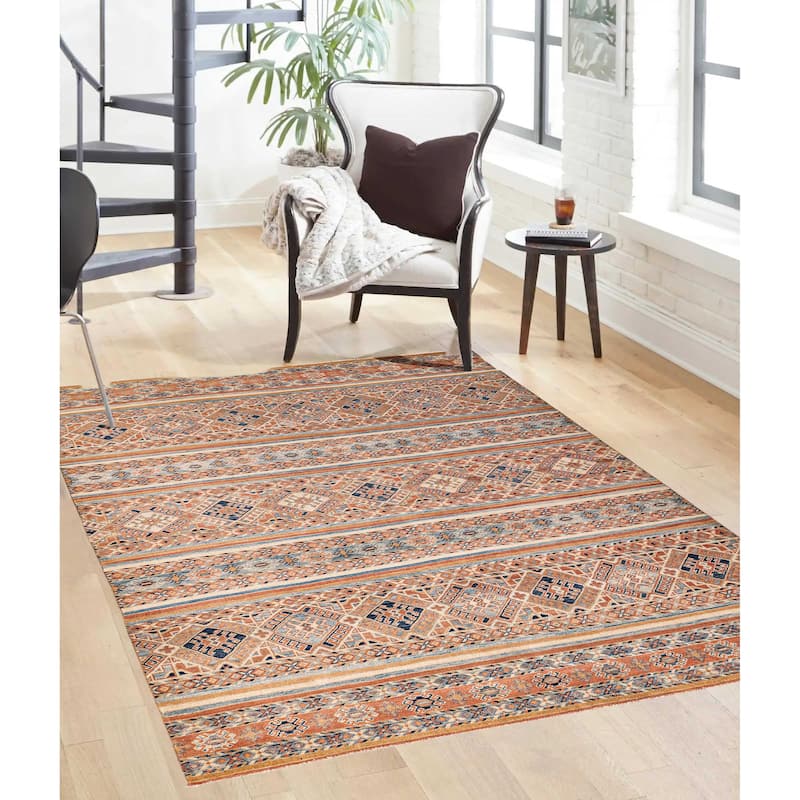 ECARPETGALLERY Hand-knotted Finest Ghazni Copper Wool Rug - 6'8 x 9'1