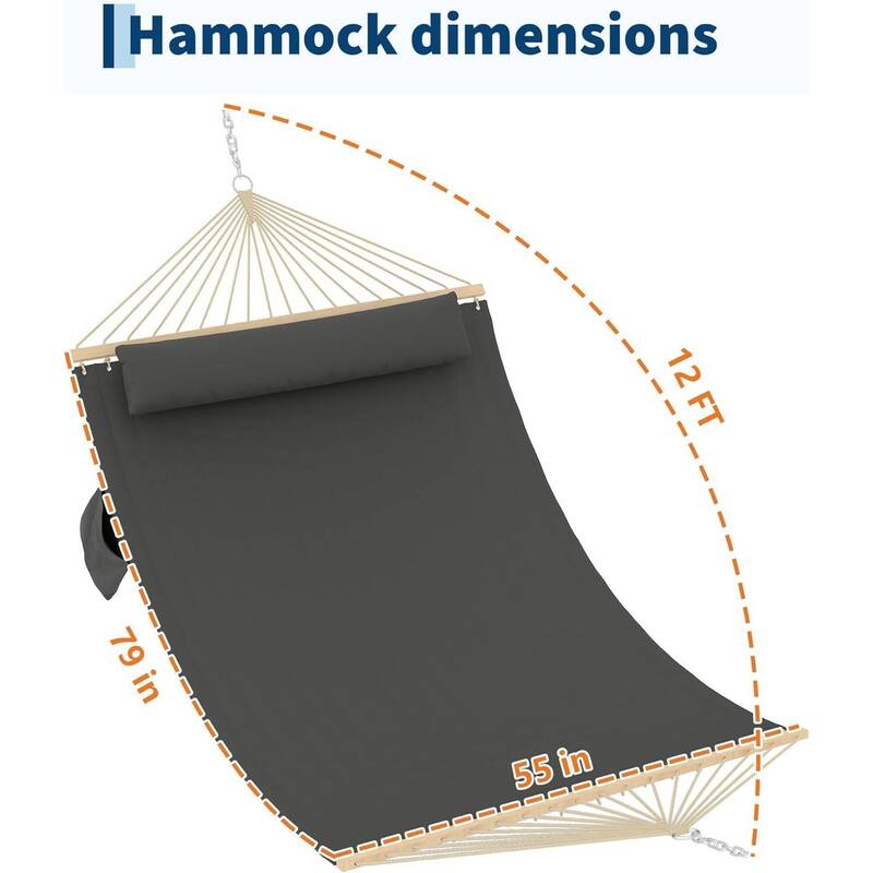Double Quilted Fabric Hammock, 450 LBS Capacity for Outdoor Patio Backyard Poolside