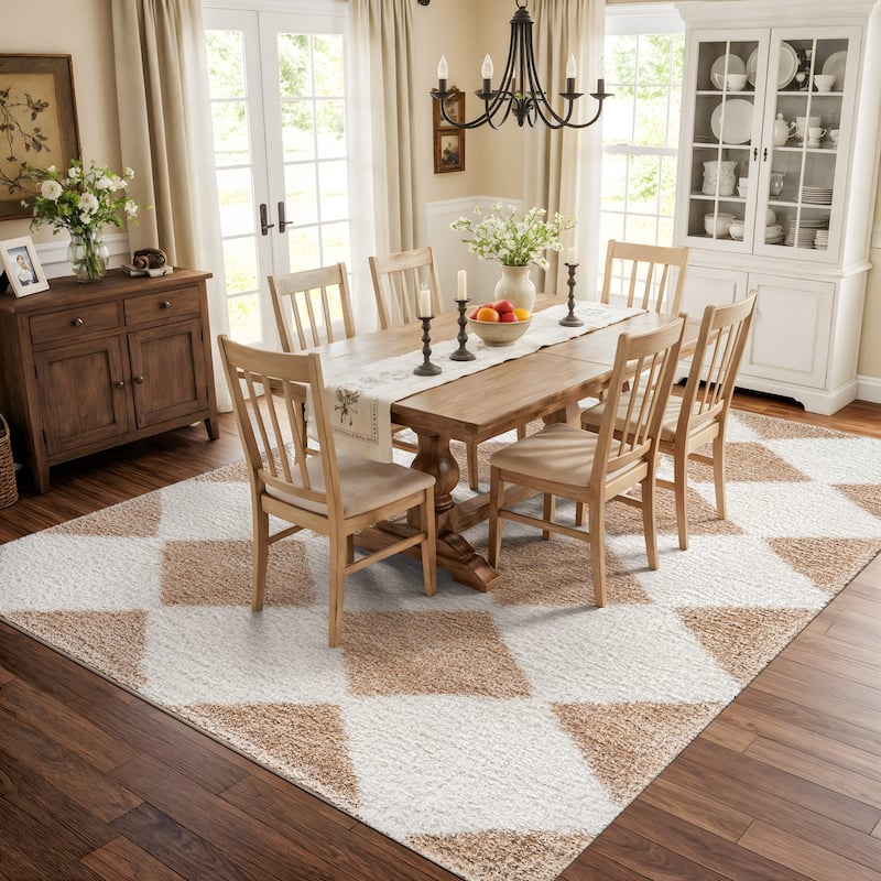 Diamond Wave Shag Rug - Cozy Feel for Living Room, Bedroom, or Entryway - Anthracite Dark Gray - Medium Pile