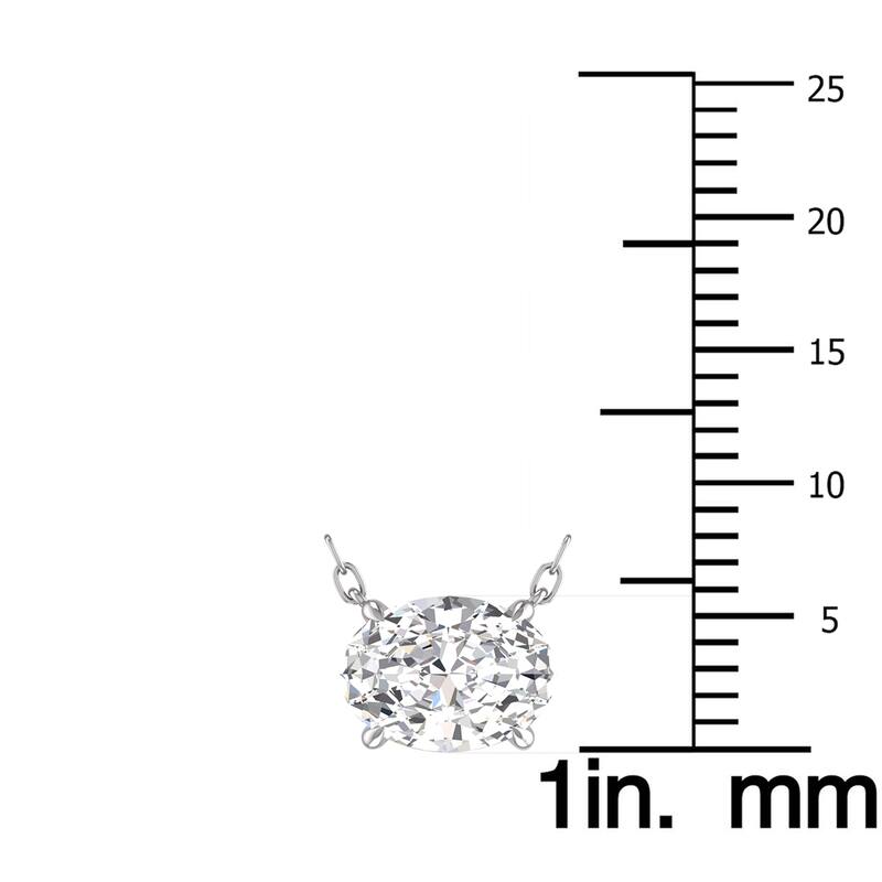 Marquee Lab Grown 1 Carat Floating Oval Diamond Solitaire Pendant in 14K White Gold