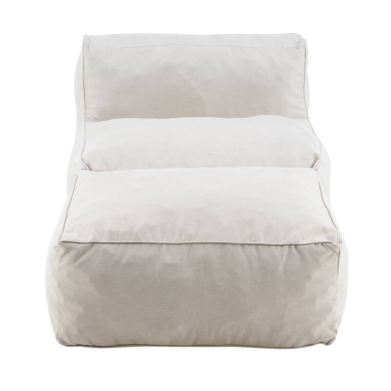 Christopher Knight Home - Nerissa 2-Piece Modular Outdoor/Indoor Bean Bag Sectional Sofa Set with Shredded Foam Filled & Ottoman