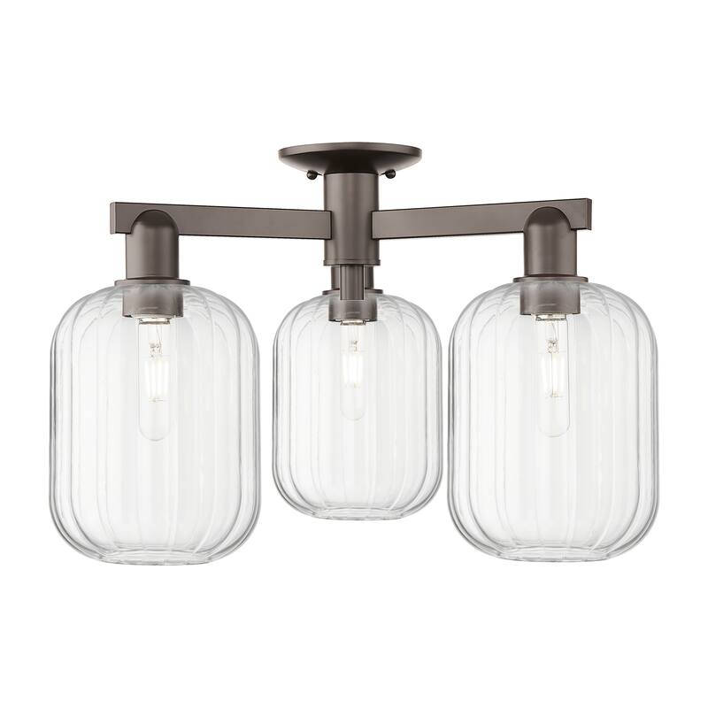 Innovations Lighting Downtown Urban - Preston - 3 Light 24" Jar Shade Semi-Flush Mount