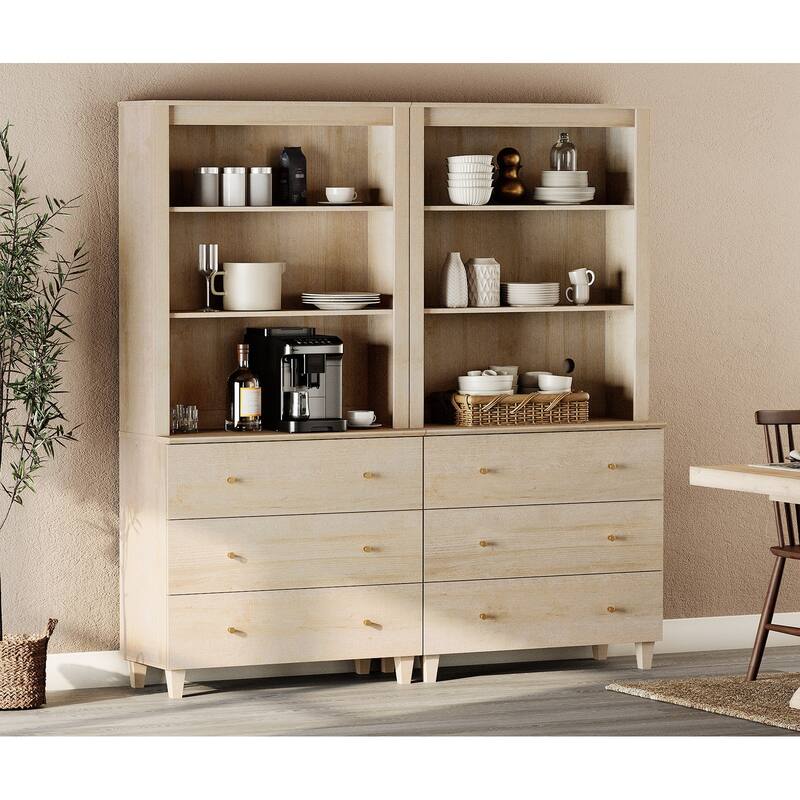 Modern 71" Tall Pantry Cabinet with Drawers & Adjustable Shelf for Kitchen