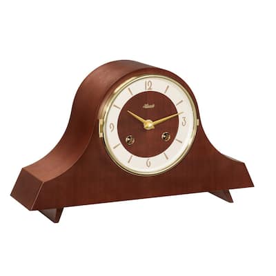 Vintage-Style Wooden Mantel Clock - 12" - Walnut Brown