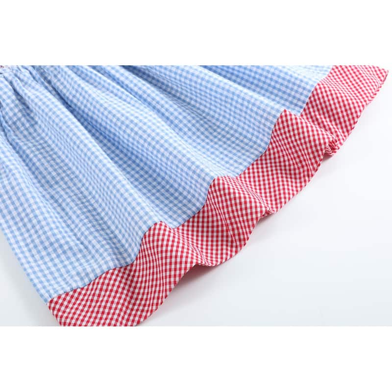 Lil Cactus Blue Gingham American Flag Ruffle Dress