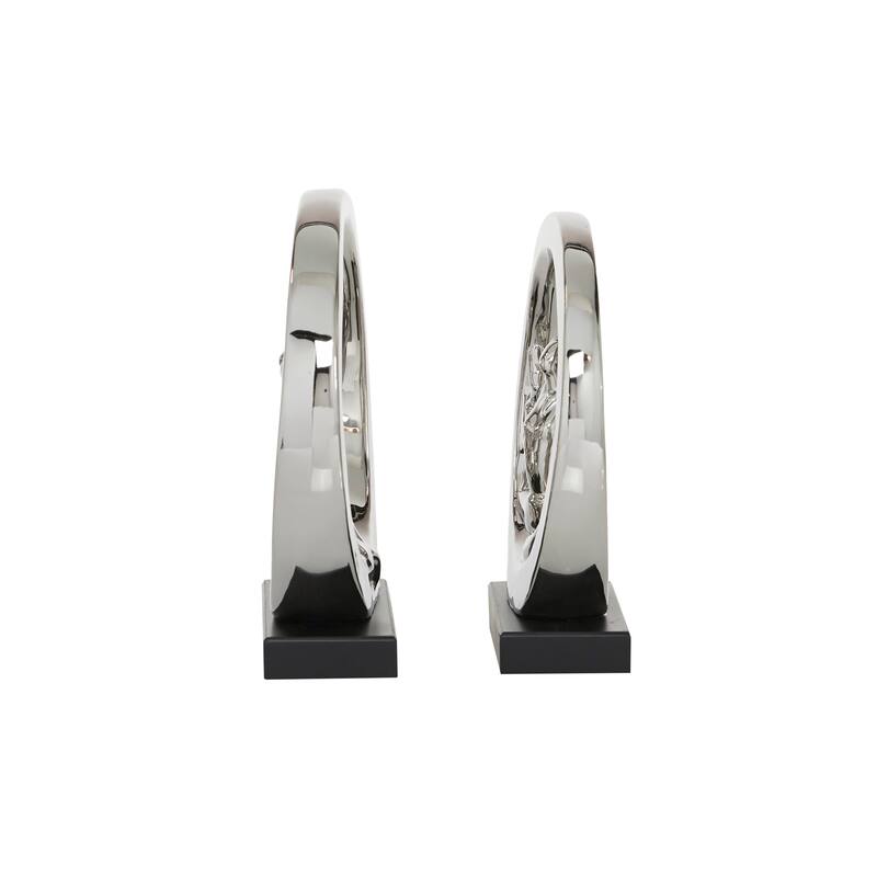 Silver Porcelain Contemporary Sculpture People (Set of 2) - S/2 10.5", 11.25"H