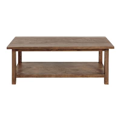 Wooden Coffee Table with Open Bottom Shelf