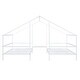 preview thumbnail 5 of 16, Metal Double Twin Size Triangular House Beds with Built-in Table, White, Modern Design