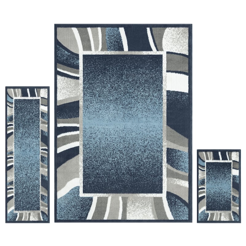 Home Dynamix Ariana Konya Traditional 3-Piece Area Rug Set - 3 Piece Set - Blue/Gray - Rectangle