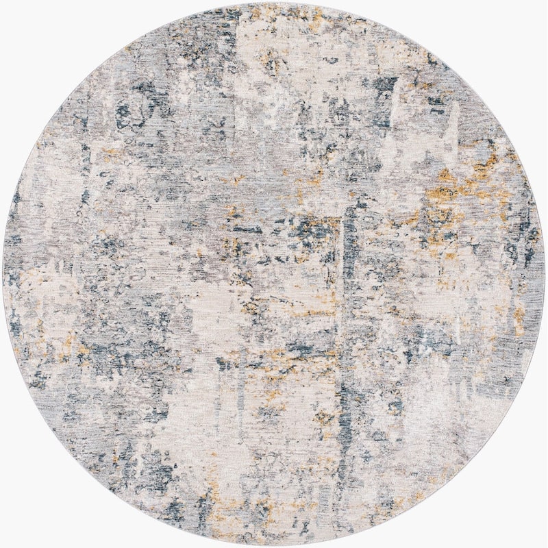 Livabliss Transitional Laila Abstract Area Rug - 7'10" x 7'10" Round - Pale Blue