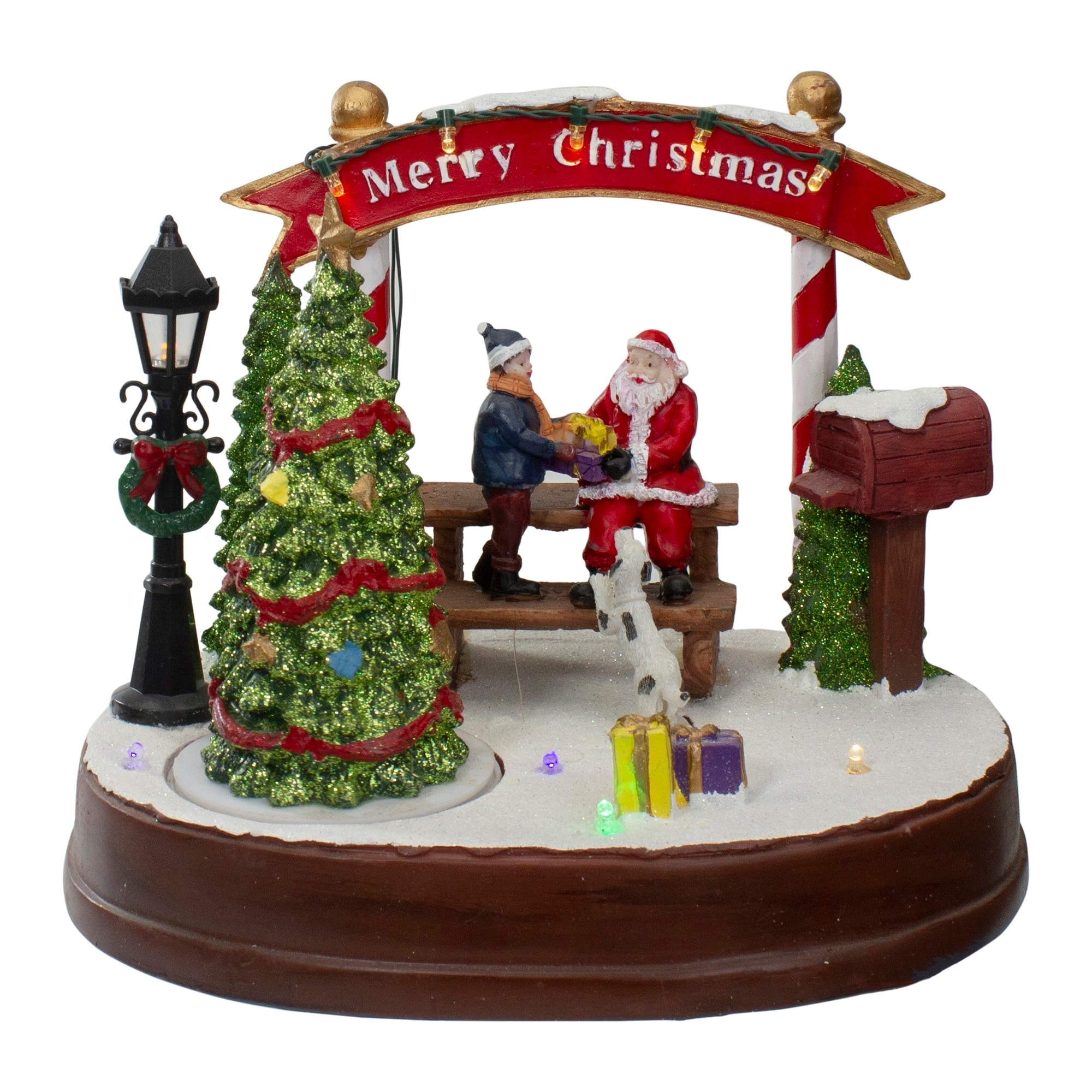 Lighted "Merry Christmas" Winter Scene with Music a Turning Tree 8"