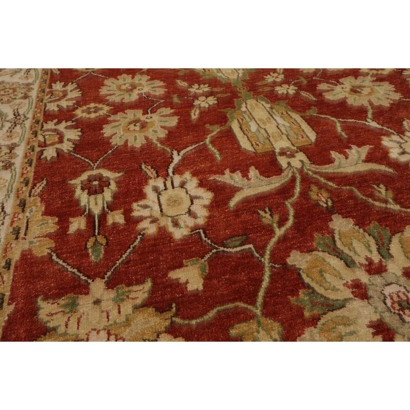 Agra Traditional Botanical 5'10''x8'8'' Hand Knotted New Zealand Wool Burnt Orange Rug - 5' 10'' x 8' 8''