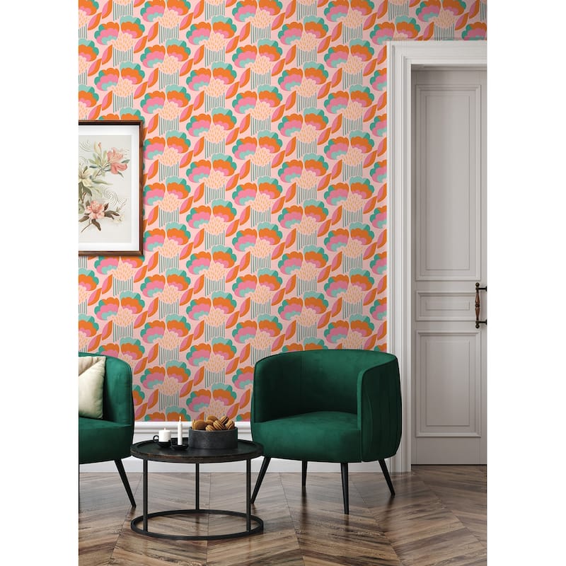 Megan Carter Retro Esme Pink Peel and Stick Wallpaper