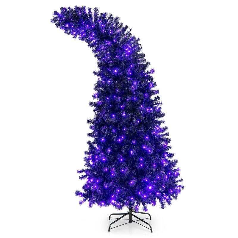 7 Ft Pre-Lit Black Artificial Tree with 400 LED Lights and 1050 Branch Tips for Holiday Decor