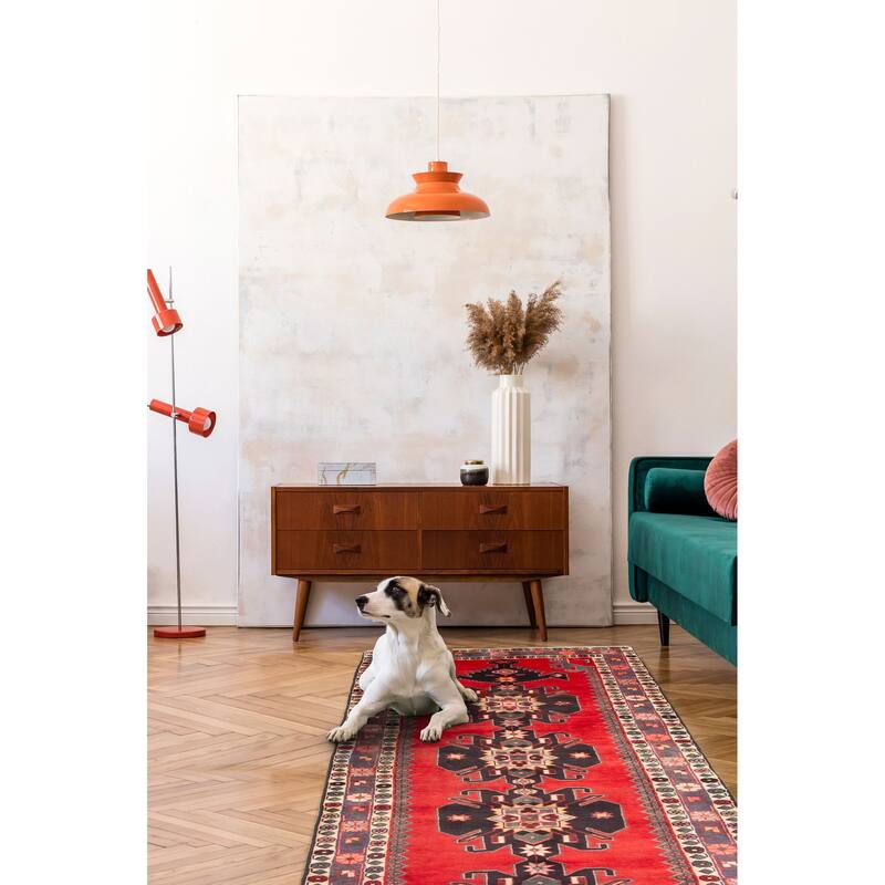 ECARPETGALLERY Hand-knotted Anadol Red Wool Rug - 3'8 x 10'4