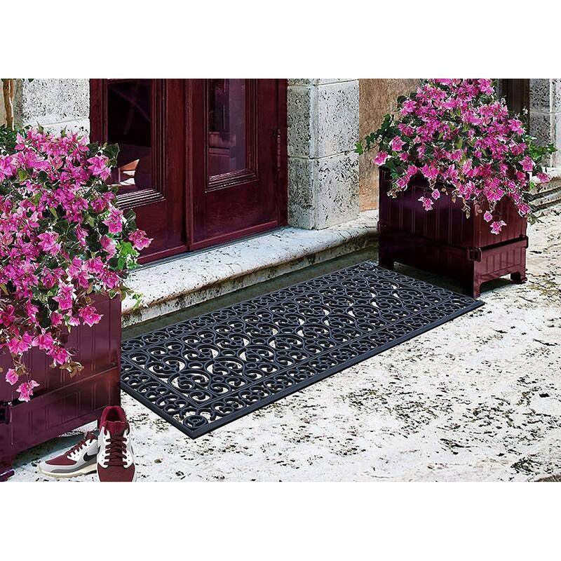 A1HC Large Door Mat, Natural Rubber, Ideal for an entryway, Scrapes Shoes Clean of Dirt & Grime
