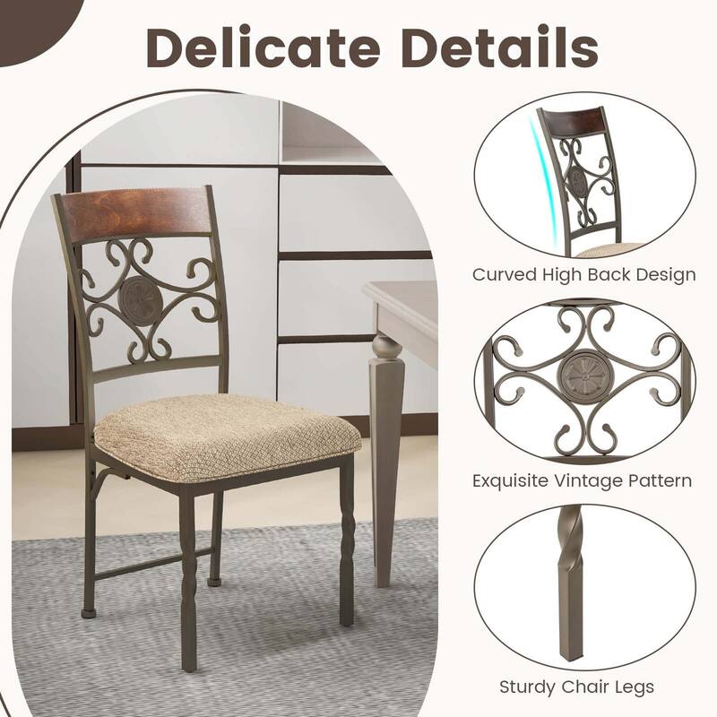 Costway Set of 2/4 Dining Room Chairs Armless Kitchen Chairs Set with